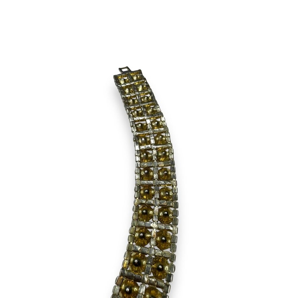 Aurora Borealis Crystal Rhinestone Bracelet 6.75" Fold Over Clasp Vintage - Picture 7 of 8